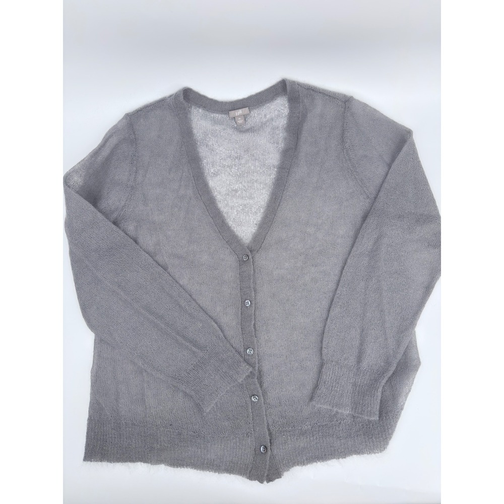 J. Jill Cardigan Sweater Mohair Wool Blend Modern Women XL Gray Minimalist Rare